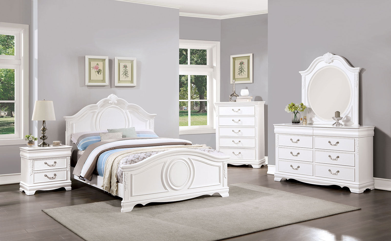 Alecia White 4 Pc. Full Bedroom Set - Ornate Home