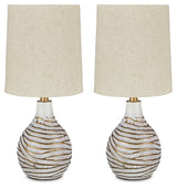 Aleela White/Gold Table Lamp (Set of 2) - Ornate Home