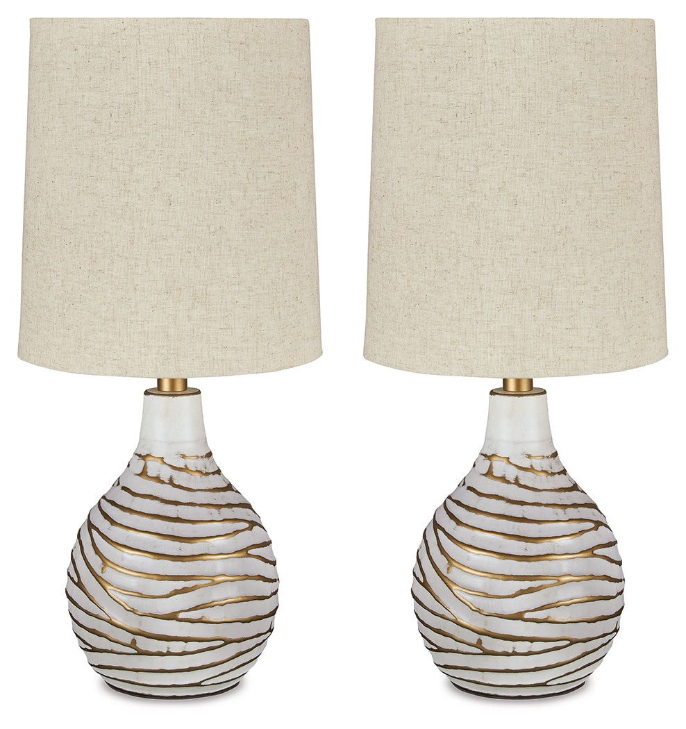 Aleela White/Gold Table Lamp (Set of 2) - Ornate Home