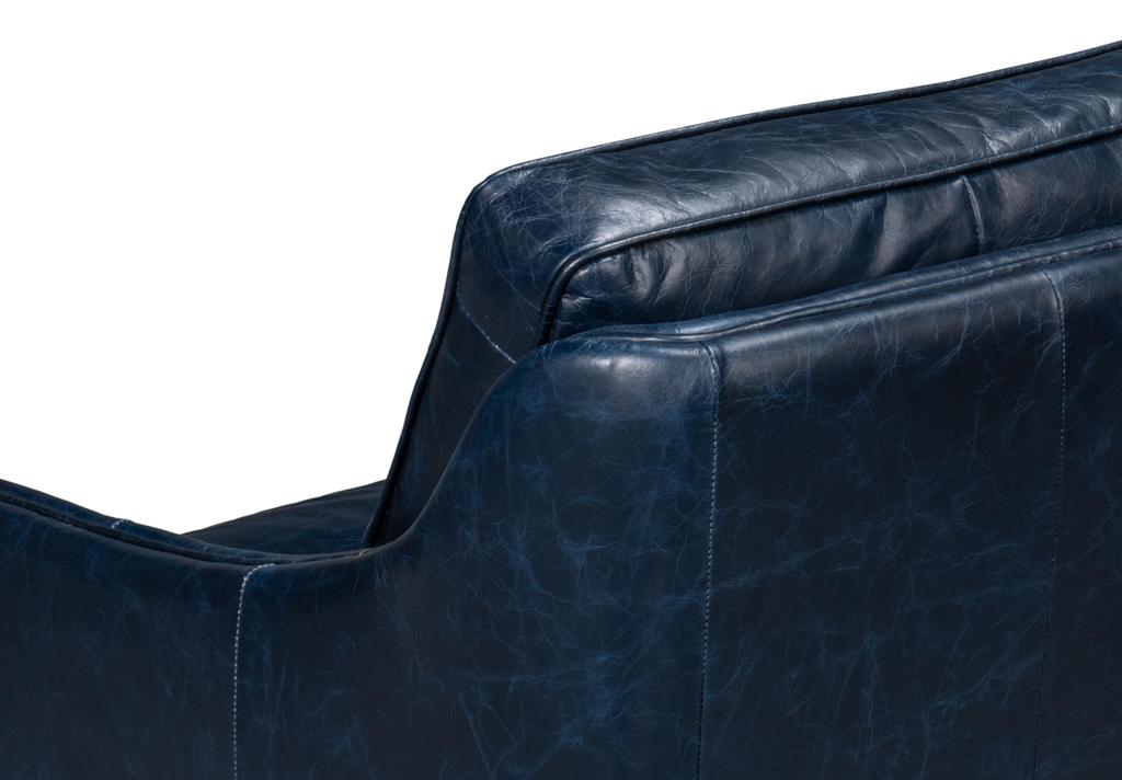 Alehandro Blue Leather Sofa - Ornate Home