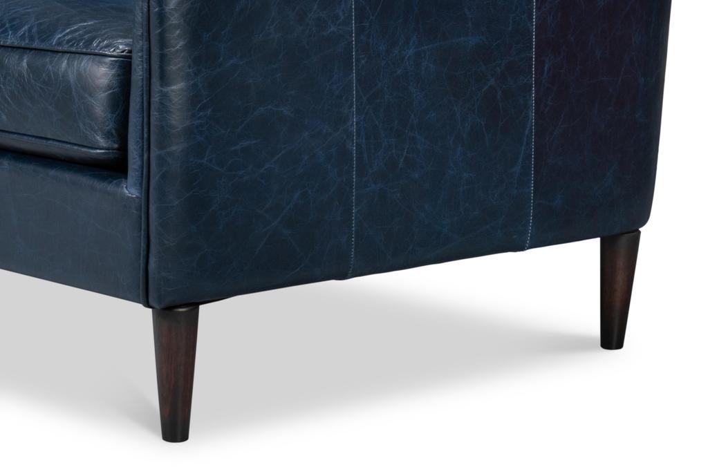 Alehandro Blue Leather Sofa - Ornate Home