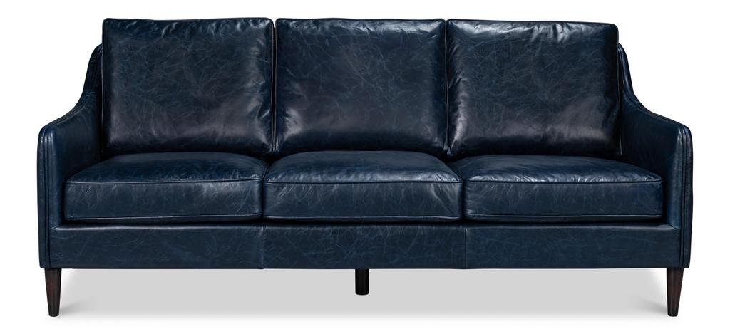 Alehandro Blue Leather Sofa - Ornate Home