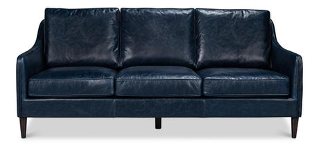 Alehandro Blue Leather Sofa - Ornate Home