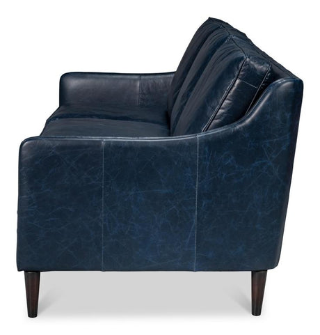 Alehandro Blue Leather Sofa - Ornate Home