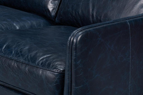 Alehandro Blue Leather Sofa - Ornate Home