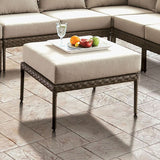 Aleisha Gray/Beige Outdoor Patio Ottoman - Ornate Home