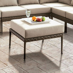 Aleisha Gray/Beige Outdoor Patio Ottoman - Ornate Home