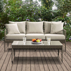 Aleisha Gray/Beige Outdoor Patio Sofa - Ornate Home