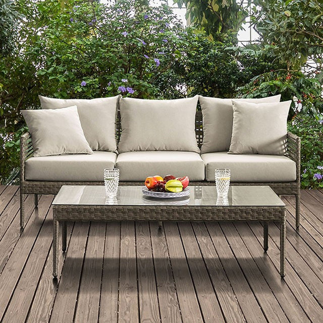 Aleisha Gray/Beige Outdoor Patio Sofa - Ornate Home