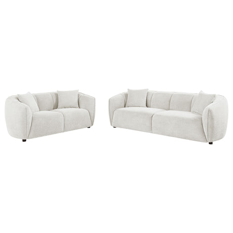 Aleisha Ivory 2-piece Chenille Upholstered Sofa Set - Ornate Home