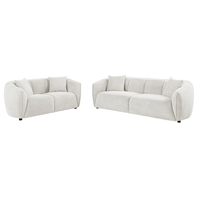 Aleisha Ivory 2-piece Chenille Upholstered Sofa Set - Ornate Home