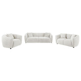 Aleisha Ivory 3-piece Chenille Upholstered Sofa Set - Ornate Home