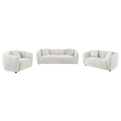 Aleisha Ivory 3-piece Chenille Upholstered Sofa Set - Ornate Home
