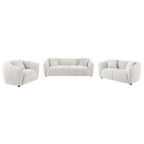 Aleisha Ivory 3-piece Chenille Upholstered Sofa Set - Ornate Home