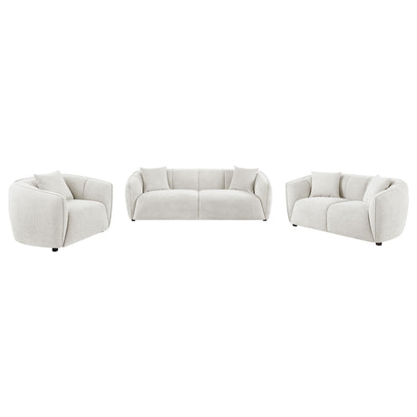 Aleisha Ivory 3-piece Chenille Upholstered Sofa Set - Ornate Home