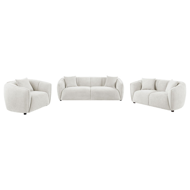 Aleisha Ivory 3-piece Chenille Upholstered Sofa Set - Ornate Home