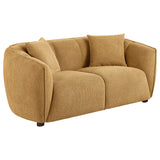 Aleisha Mustard Yellow Chenille Upholstered Loveseat - Ornate Home
