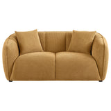 Aleisha Mustard Yellow Chenille Upholstered Loveseat - Ornate Home