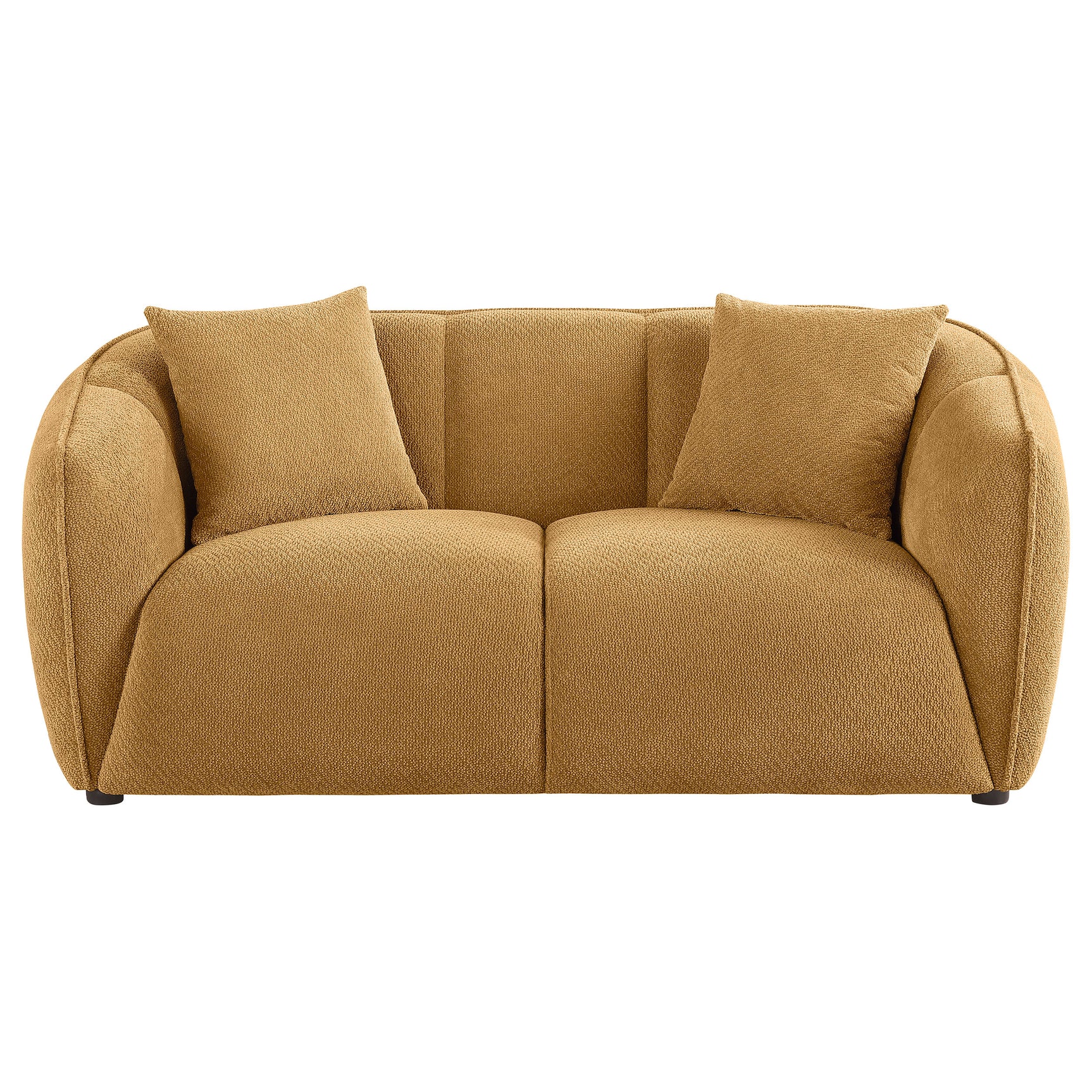 Aleisha Mustard Yellow Chenille Upholstered Loveseat - Ornate Home