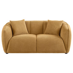 Aleisha Mustard Yellow Chenille Upholstered Loveseat - Ornate Home