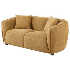 Aleisha Mustard Yellow Chenille Upholstered Loveseat - Ornate Home