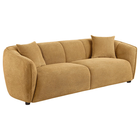 Aleisha Mustard Yellow Chenille Upholstered Sofa - Ornate Home