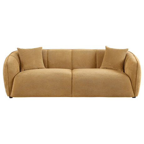 Aleisha Mustard Yellow Chenille Upholstered Sofa - Ornate Home