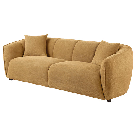 Aleisha Mustard Yellow Chenille Upholstered Sofa - Ornate Home