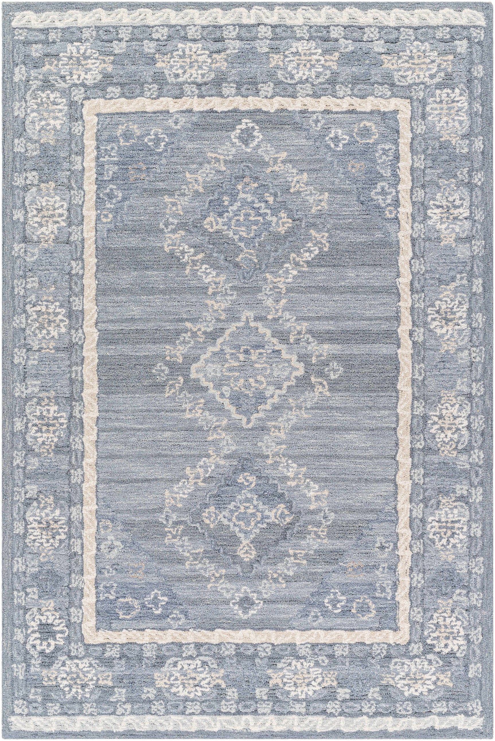 Alena Gray Blue Wool Blend Area Rug - Clearance - Ornate Home