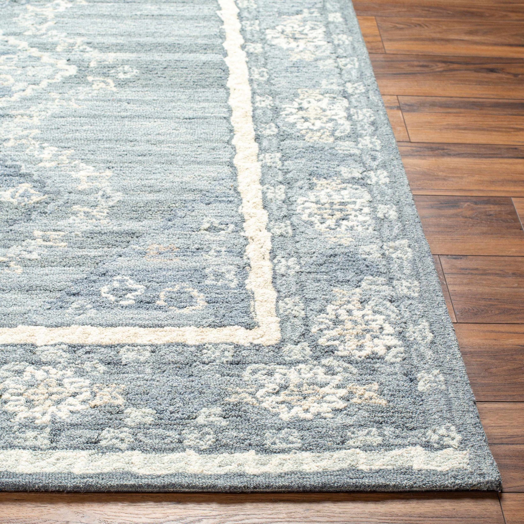 Alena Gray Blue Wool Blend Area Rug - Clearance - Ornate Home