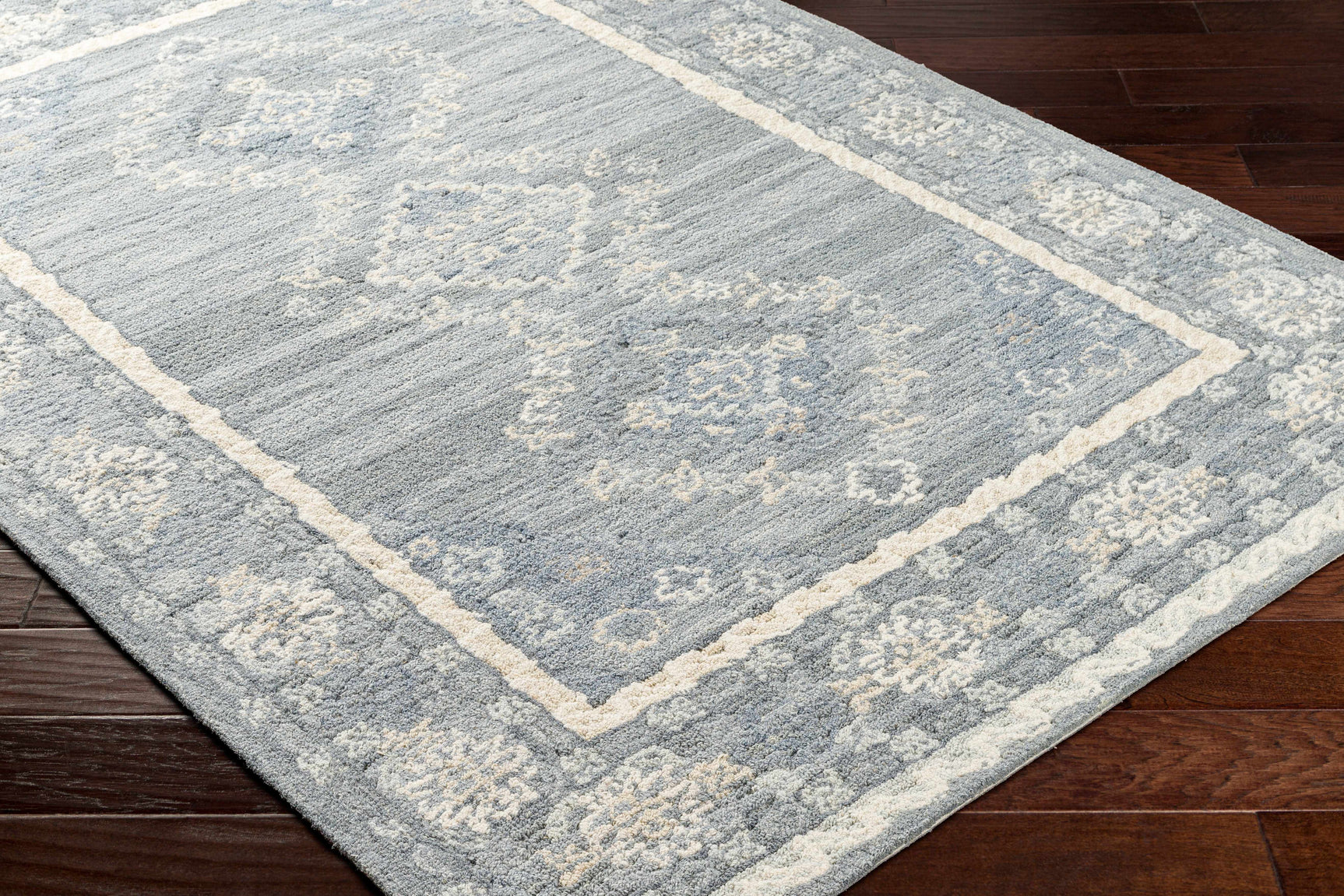 Alena Gray Blue Wool Blend Area Rug - Clearance - Ornate Home