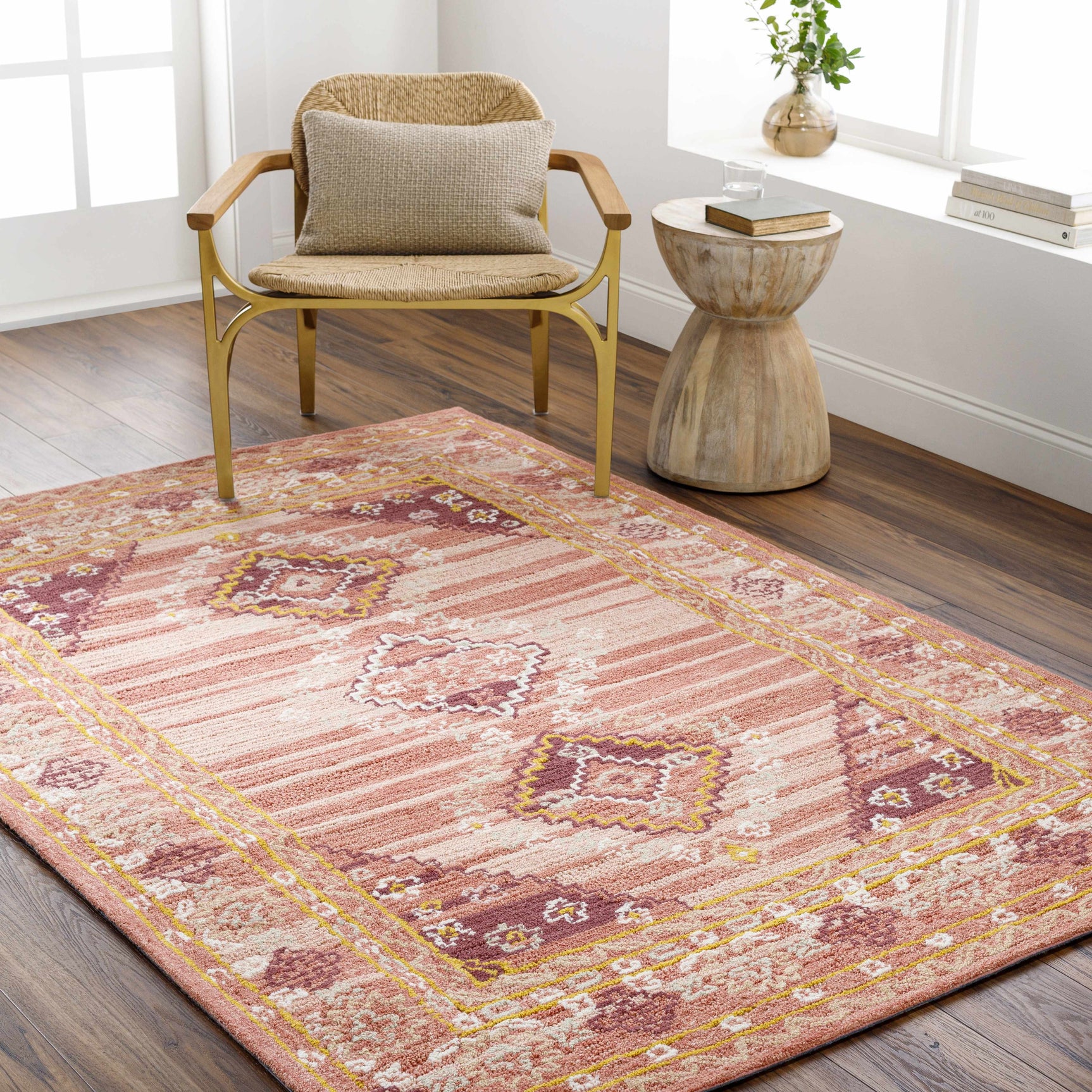 Alena Peach Wool Blend Area Rug - Clearance - Ornate Home