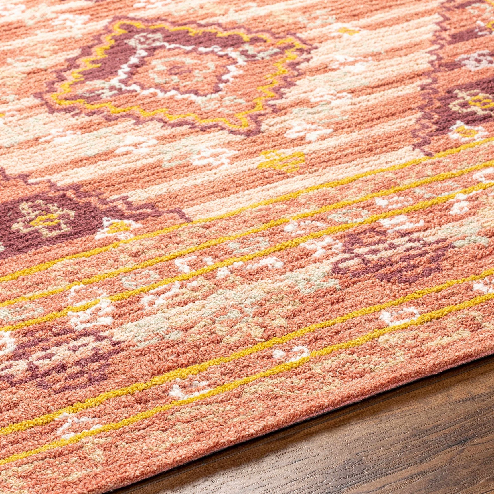 Alena Peach Wool Blend Area Rug - Clearance - Ornate Home
