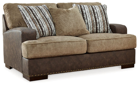 Alesbury Brown Sofa, Loveseat, Oversized Chair and Ottoman - Ornate Home