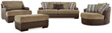 Alesbury Brown Sofa, Oversized Chair, Swivel Chair and Ottoman - Ornate Home