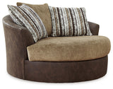 Alesbury Brown Sofa, Oversized Chair, Swivel Chair and Ottoman - Ornate Home