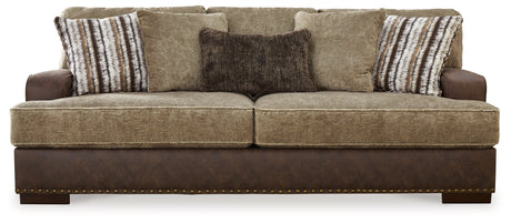 Alesbury Chocolate Sofa & Oversized Swivel Accent Chair - Ornate Home