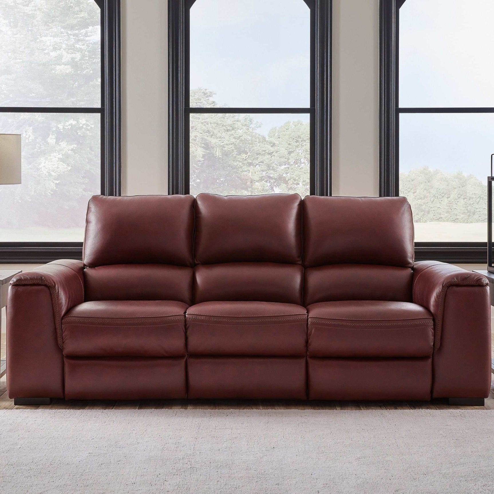 Alessandro Garnet Leather-Match Power Reclining Living Room Set / 2pc - Ornate Home