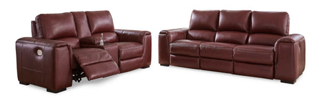 Alessandro Garnet Leather-Match Power Reclining Living Room Set / 2pc - Ornate Home