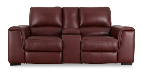 Alessandro Garnet Leather-Match Power Reclining Living Room Set / 2pc - Ornate Home