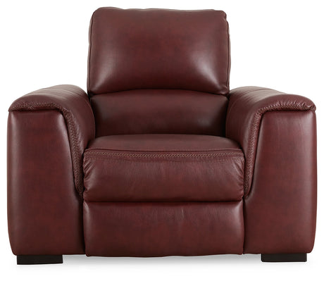 Alessandro Garnet Leather-match Power Recliner - Ornate Home