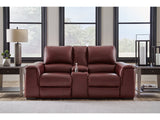 Alessandro Garnet Leather-match Power Reclining Loveseat w/ Console (Online Special Price) - Ornate Home