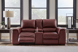 Alessandro Garnet Leather-match Power Reclining Loveseat w/ Console (Online Special Price) - Ornate Home
