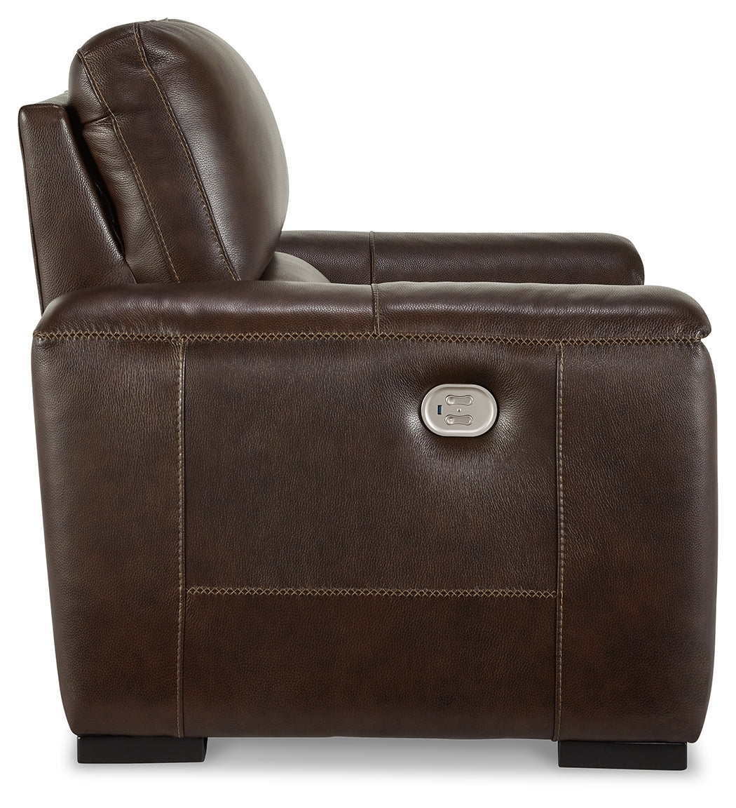 Alessandro Walnut Leather-match Power Recliner - Ornate Home