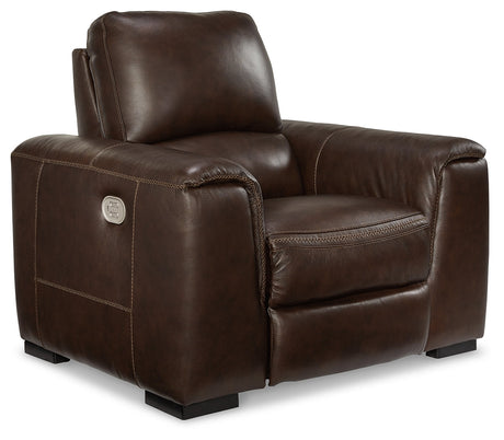Alessandro Walnut Leather-match Power Recliner - Ornate Home
