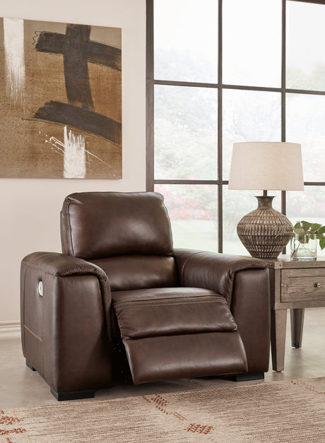 Alessandro Walnut Leather-match Power Recliner - Ornate Home