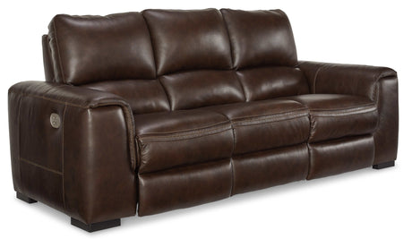 Alessandro Walnut Leather-match Power Reclining Sofa - Ornate Home