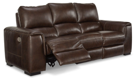 Alessandro Walnut Leather-match Power Reclining Sofa - Ornate Home