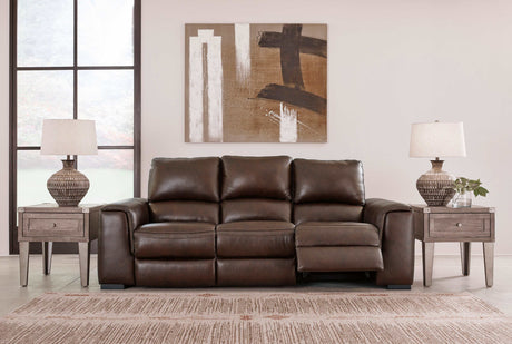 Alessandro Walnut Leather-match Power Reclining Sofa - Ornate Home