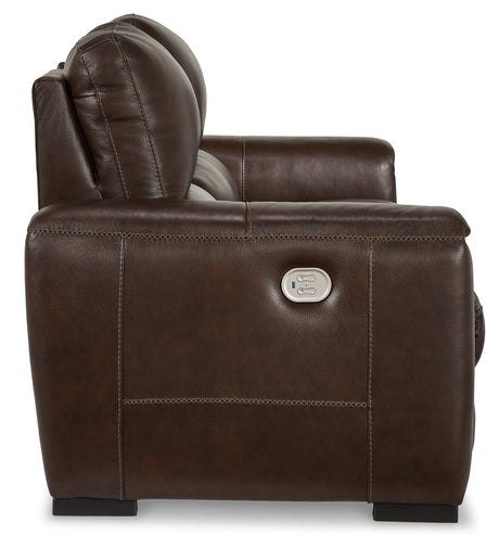 Alessandro Walnut Leather-match Power Reclining Sofa - Ornate Home
